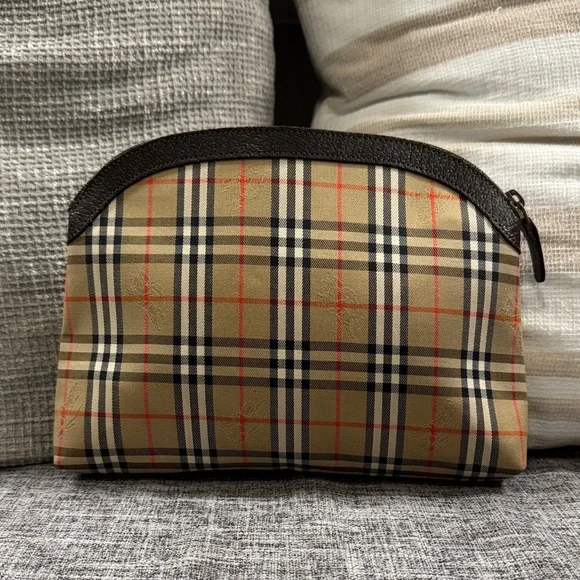 Burberry Beige and Brown Check Toiletry Bag